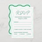 Munt en Groen Wavy Retro bruiloft RSVP Kaartje (Voorkant / Achterkant)