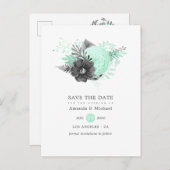 Munt en Koolstof Floral Rustic sparen de Datum Aankondigingskaart (Voorkant / Achterkant)