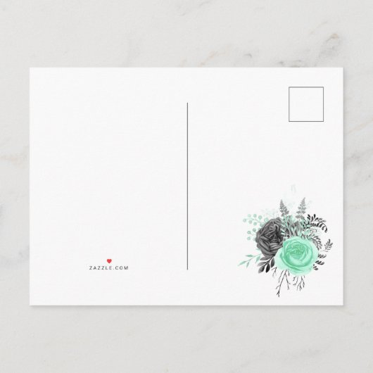 Munt en Koolstof Floral Rustic sparen de Datum Aankondigingskaart (Achterkant)