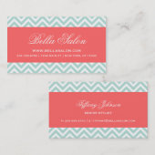 Munt en koraal moderne Chevron Stripes Visitekaartje (Voorkant / Achterkant)