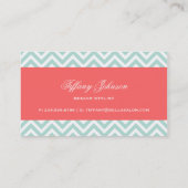 Munt en koraal moderne Chevron Stripes Visitekaartje (Achterkant)