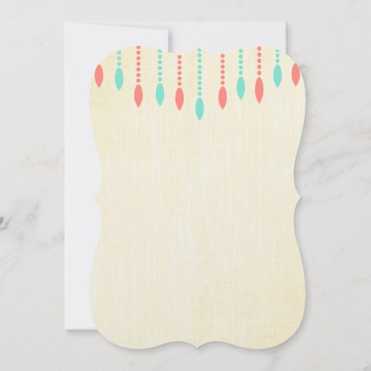 Munt en koraal Moderne Traan Drop Beaded Uitnodigi Kaart (Achterkant)