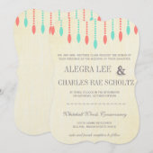 Munt en koraal Moderne Traan Drop Beaded Uitnodigi Kaart (Voorkant / Achterkant)