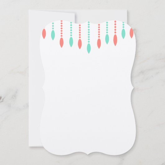 Munt en koraal Moderne Traan Drop Beaded Uitnodigi Kaart (Achterkant)