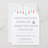 Munt en koraal Moderne Traan Drop Beaded Uitnodigi Kaart (Voorkant)