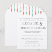 Munt en koraal Moderne Traan Drop Beaded Uitnodigi Kaart (Voorkant / Achterkant)