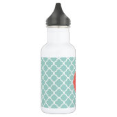 Munt en Koraal Quatrefoil met Aangepast Monogram Waterfles (Links)