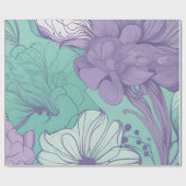 Munt en Lavendel Floral Chic Cadeaupapier (Vlak)