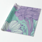 Munt en Lavendel Floral Chic Cadeaupapier (Uitgerold)