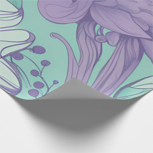 Munt en Lavendel Floral Chic Cadeaupapier (Hoek)