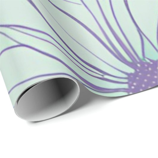 Munt en Lavendel Floral Chic Cadeaupapier (Rol Hoek)