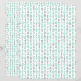 Munt en lichtgrijze kerstboom plakboek papier