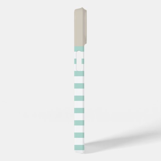 Munt en Linnen Beige Preppy Strepen Monogram Case-Mate iPhone Case (Achterkant / Rechts)