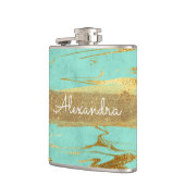 Munt en marmer met goudfolie en glitter heupfles (Links)