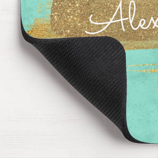 Munt en marmer met goudfolie en glitter muismat (Hoek)