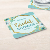 Munt- en namaakgouden bloemen bruidsdouche kartonnen onderzetters (Schuin)