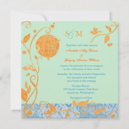 Munt en Oranje Tortelduifjes Kaart