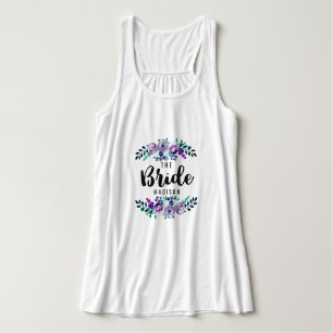 Munt- en paarse bloemenkrans Trouw Bruid Tanktop
