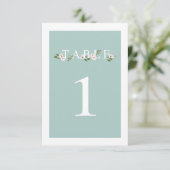 Munt en roze Bloemen Tafel Nummer Kaart (Staand voorkant)