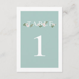 Munt en roze Bloemen Tafel Nummer Kaart