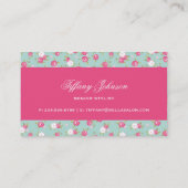 Munt en Roze Chique Bloemenprint Visitekaartje (Achterkant)