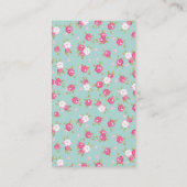 Munt en Roze Chique  Bloemenprint Visitekaartje (Achterkant)