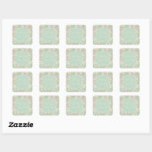 Munt en roze Flower Stickers (Vel)