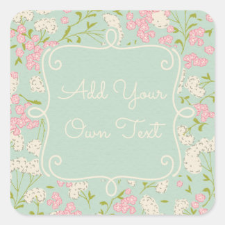 Munt en roze Flower Stickers
