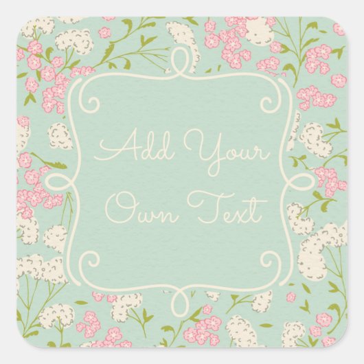 Munt en roze Flower Stickers (Voorkant)