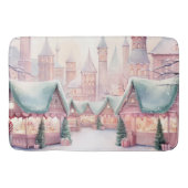 Munt en roze gezellige kerstmarkt - Winter Scene Badmat (Voorkant)