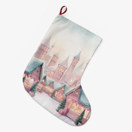 Munt en roze gezellige kerstmarkt - Winter Scene Grote Kerstsok