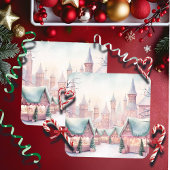 Munt en roze gezellige kerstmarkt - Winter Scene Kartonnen Onderzetters