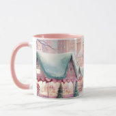 Munt en roze gezellige kerstmarkt - Winter Scene Mok (Links)