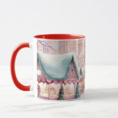 Munt en roze gezellige kerstmarkt - Winter Scene Mok (Links)