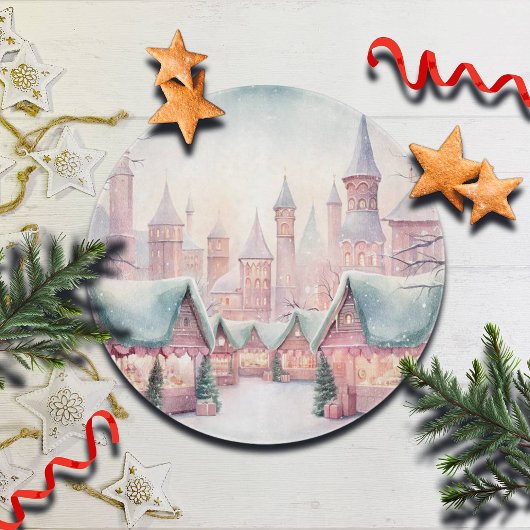 Munt en roze gezellige kerstmarkt - Winter Scene Snijplank