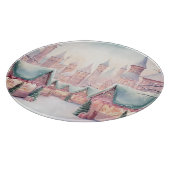 Munt en roze gezellige kerstmarkt - Winter Scene Snijplank (Hoek)