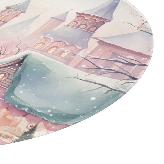 Munt en roze gezellige kerstmarkt - Winter Scene Snijplank (Hoek)