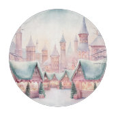 Munt en roze gezellige kerstmarkt - Winter Scene Snijplank (Voorkant)