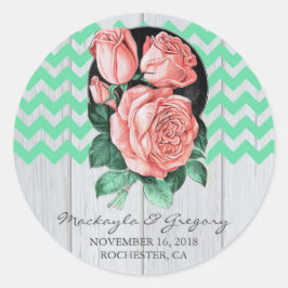 munt en roze rustieke bruiloft stickers