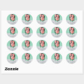 munt en roze rustieke bruiloft stickers (Vel)
