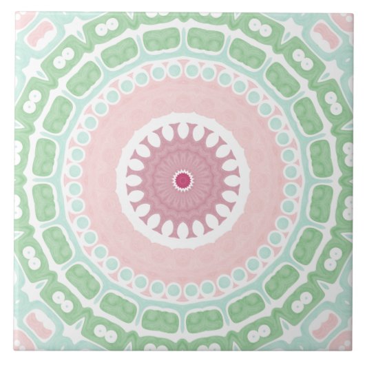 Munt- en Roze Sierlijke Mandala Tegeltje (Voorkant)