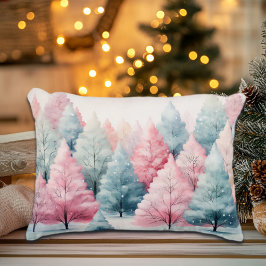 Munt en roze sparren winterscène accent kussen