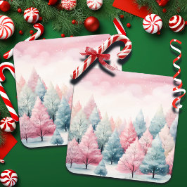 Munt en roze sparren winterscène bier onderzetter