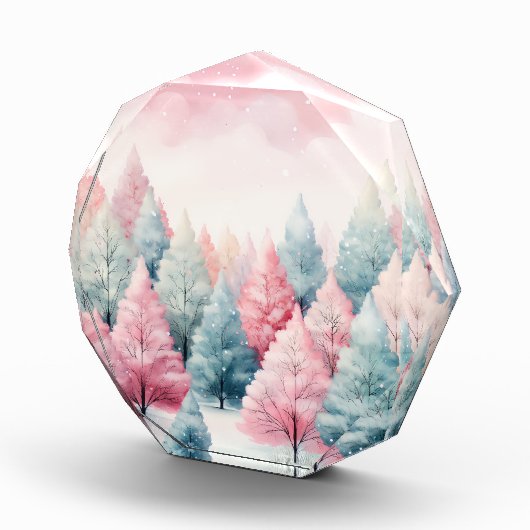 Munt en roze sparren winterscène fotoblokken (Rechts)