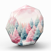 Munt en roze sparren winterscène fotoblokken (Links)