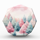 Munt en roze sparren winterscène fotoblokken (Voorkant)