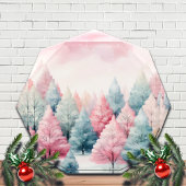 Munt en roze sparren winterscène fotoblokken