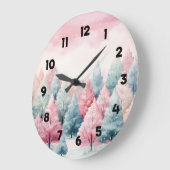 Munt en roze sparren winterscène grote klok (Hoek)