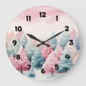 Munt en roze sparren winterscène grote klok (Voorkant)