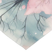 Munt en roze sparren winterscène medium tafelloper (Hoek)